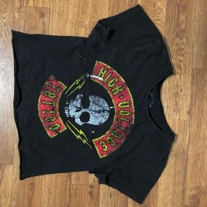 High voltage tattoo distressed cutoff t-shirt